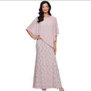 Elegant Pink Lace Evening Gown